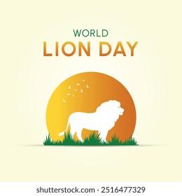 Creative World Lion Day celebration August 10 vector 3d illustration