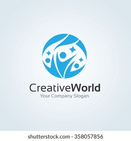 Creative World People Logo Template.