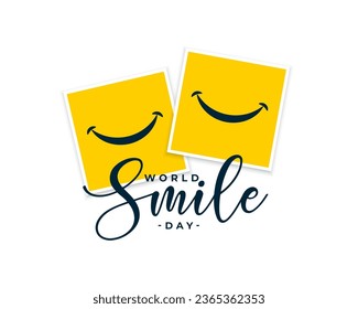 creative world smile day background with photo frame for happy face vector