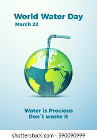 Creative World Water Day Poster. Editable Vector illustration. Water preservation message