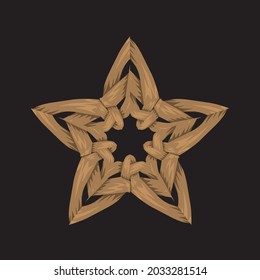 Creative woven unique star. Flat and solid color vector illustration