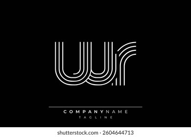 Creative WR lines letter logo design. A simplistic and elegant abstract logo design with linear patterns and initials, suitable for contemporary branding.