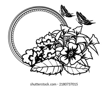 creative wreath illustration floral and butterfly