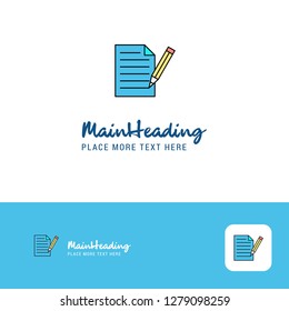 Creative Write document Logo Design. Flat color Logo place for Tagline. Vector Illustration