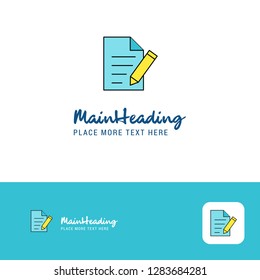 Creative Write document Logo Design. Flat color Logo place for Tagline. Vector Illustration
