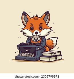 Creative writer fox mascot character for a book publisher.