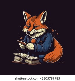 Creative writer fox mascot character for a book publisher.