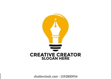 Creative Writer Logo Vector, Writer Idea logo design template