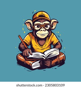 Creative writer monkey geek mascot character for a book publisher.