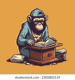 Creative writer monkey geek mascot character for a book publisher.