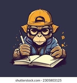 Escritor creativo personaje de mascota geek para un editor de libros.