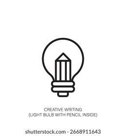 Concepto de escritura creativa Bombilla con lápiz