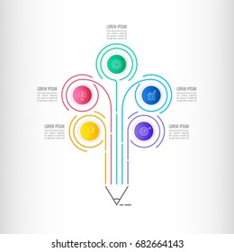Creative writing. Education infographics template 5 step option. Timeline infographic design vector and marketing icons for presentation, workflow layout, diagram, annual report, web design. 