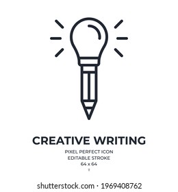 Creative writing or graphic design concept editable stroke outline icon isolated on white background flat vector illustration. Pixel perfect. 64 x 64.