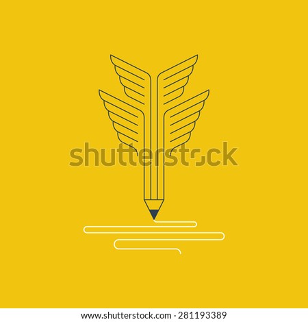 Creative writing. Graphic design symbol. Art studio. Advertising agency