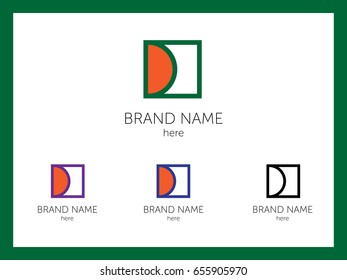 Creative writing of letter D for company's brand. Vector set in various colors