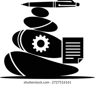 Escritura creativa y diseño mecánico aislado en el fondo blanco, Vector