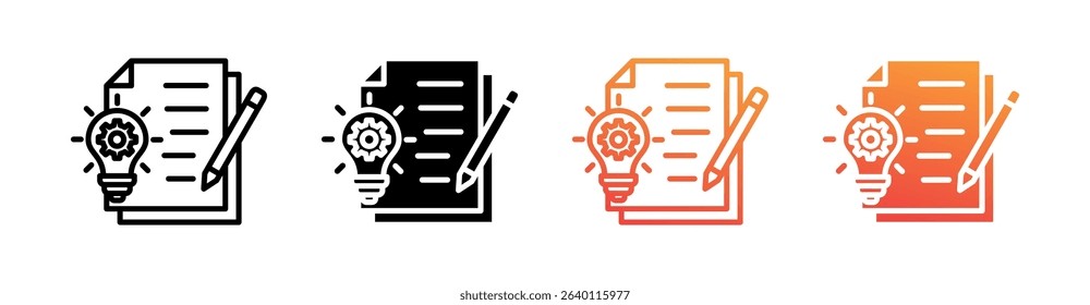 Creative Writing Multi Style Icon Set Vector