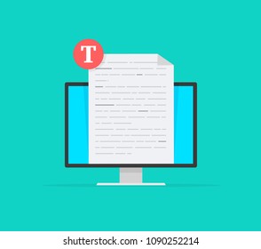 Creative writing or online education, storytelling, copywriting concept, editing text document, distant learning. Correct errors Proofreader checks transcription written text. Vector illustration