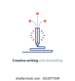 Creative writing, storytelling concept, copy writing idea, content writing, vector flat design illustration 