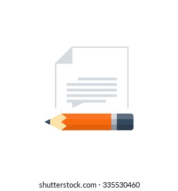 Creative writing and storytelling, education concept. Writing education concept. Flat design vector illustration
