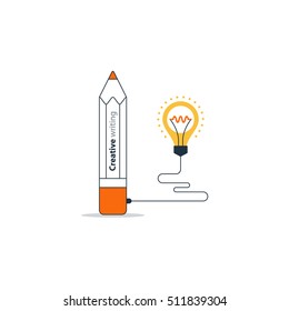 Creative writing and storytelling, education concept. Writing education concept. Flat design vector illustration