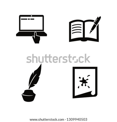 Creative Writing, Storytelling. Simple Related Vector Icons Set for Video, Mobile Apps, Web Sites, Print Projects and Your Design. Creative Writing icon Black Flat Illustration on White Background.
