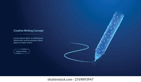Creative Writing Technology Concept with Digital Pen Low Poly Illustration