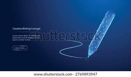 Creative Writing Technology Concept with Digital Pen Low Poly Illustration