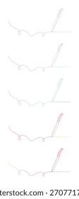 Herramientas de escritura creativas con bolígrafos de colores que bosquejan el arte de la línea en una ilustración de concepto de diseño de fondo blanco