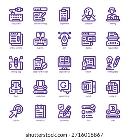 Kreative Schreibwerkzeuge Icon Pack für Ihre Website, Handy, Präsentation und Logo-Design. Kreative Schreibwerkzeuge Icon line Basic Color Design. Vektorgrafik-Illustration und bearbeitbarer Strich.