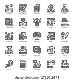 Creative Writing Tools Icon pack for your website, mobile, presentation, and logo design. Creative Writing Tools Icon solid design. Vector graphics illustration and editable stroke.