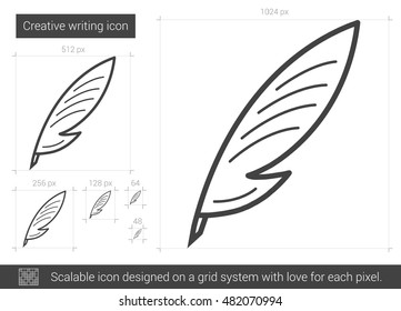 Creative writing vector line icon isolated on white background. Creative writing line icon for infographic, website or app. Scalable icon designed on a grid system.