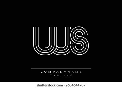Creative WS lines letter logo design. A simplistic and elegant abstract logo design with linear patterns and initials, suitable for contemporary branding.