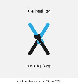 Creative X- alphabet icon abstract and hands icon design vector template.Business offer,partnership,hope,support or help concept.Corporate business and industrial logotype symbol.Vector illustration