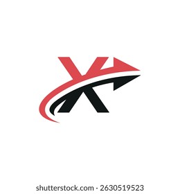 Creative X Initial Logo with Dynamic Arrow, Vector Identity for Fast-Growing Companies.