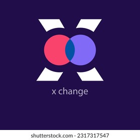 Creative x inside change logo. Unique color transitions. Unique digital x logo template. vector