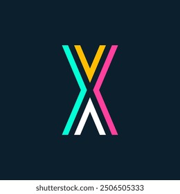 Creative X Letter Dual Line Typography Logo, Creative X Letter Multiline Minimal Logo Sign, X Character Logo Symbol