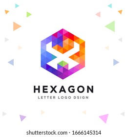 Creative X Letter Logo Colorful Mosaic and Hexagon Pattern Icon Design template Element for Your Company Business 
