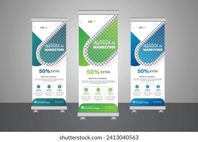 Creative x-banner template for exhibition ads, Business roll-up banner design