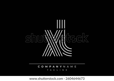 Creative XL lines letter logo design. A simplistic and elegant abstract logo design with linear patterns and initials, suitable for contemporary branding.