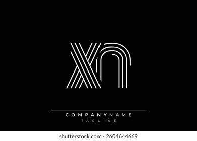 Creative XN lines letter logo design. A simplistic and elegant abstract logo design with linear patterns and initials, suitable for contemporary branding.