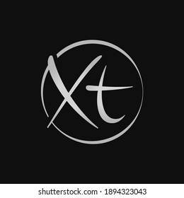 Design-Vektorvorlage für kreative XT-Buchstaben des Logos. Initial Script Letter XT Logo Design
