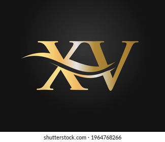 Creative XV letter with luxury concept. Modern XV Logo Design for business and company identity
