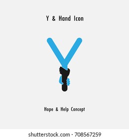 Creative Y- alphabet icon abstract and hands icon design vector template.Business offer,partnership,hope,support or help concept.Corporate business and industrial logotype symbol.Vector illustration
