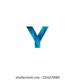 Creative Y letter logo with Blue 3D bright Swashes. Blue Swoosh Icon Vector.