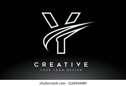 Creative Y Letter Logo Design mit Swoosh Icon Vektorgrafik.