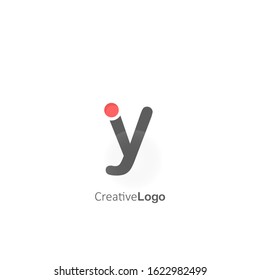 Creative Y Letter Logo with Dot. Design Vector Logo Template.