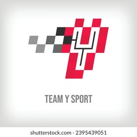 Creative Y letter racing and sports logo. Modern pixel with new culture colors. Font alphabet template. Creative contest geometric. vector