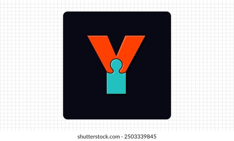 Creative Y Letter Vector Puzzle Logo, Stylish Colorful Parts Logo Sign Y Letter, Y Character Logo Symbol